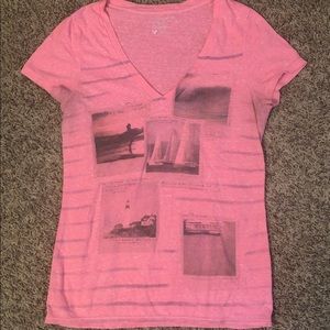 Pink American Eagle Outfitters V neck T-shirt